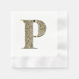 Mit Monogramm Letter Initial P Gold Glitzern Elega Serviette