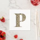 Mit Monogramm Letter Initial P Gold Glitzern Elega Serviette (Beispiel)