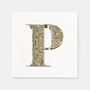 Mit Monogramm Letter Initial P Gold Glitzern Elega Serviette
