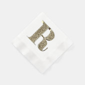 Mit Monogramm Letter Initial R Gold Glitzern Elega Serviette (Ecke)