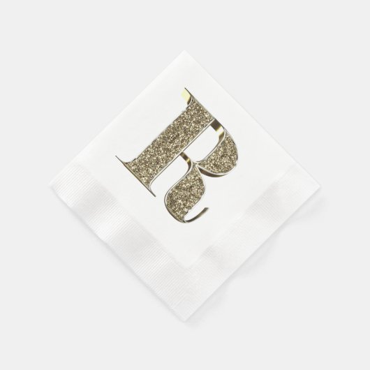 Mit Monogramm Letter Initial R Gold Glitzern Elega Serviette (Ecke)