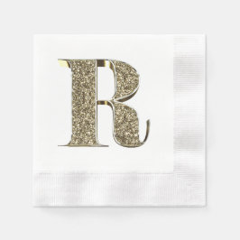 Mit Monogramm Letter Initial R Gold Glitzern Elega Serviette