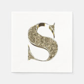 Mit Monogramm Letter Initial S Gold Glitzern Elega Serviette (Vorderseite)