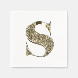 Mit Monogramm Letter Initial S Gold Glitzern Elega Serviette