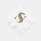 Mit Monogramm Letter Initial S Gold Glitzern Elega Serviette (Ecke)