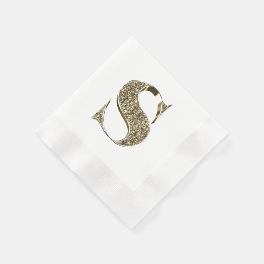 Mit Monogramm Letter Initial S Gold Glitzern Elega Serviette (Ecke)