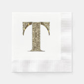 Mit Monogramm Letter Initial T Gold Glitzern Elega Serviette (Vorderseite)