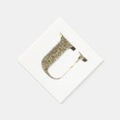 Mit Monogramm Letter Initial U Gold Glitzern Elega Serviette (Ecke)