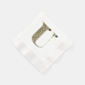 Mit Monogramm Letter Initial U Gold Glitzern Elega Serviette (Ecke)