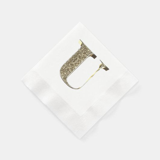 Mit Monogramm Letter Initial U Gold Glitzern Elega Serviette (Ecke)