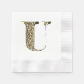 Mit Monogramm Letter Initial U Gold Glitzern Elega Serviette (Vorderseite)