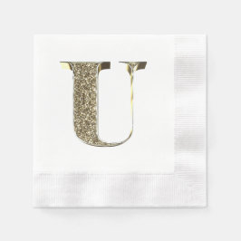 Mit Monogramm Letter Initial U Gold Glitzern Elega Serviette