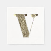 Mit Monogramm Letter Initial V Gold Glitzern Elega Serviette (Vorderseite)