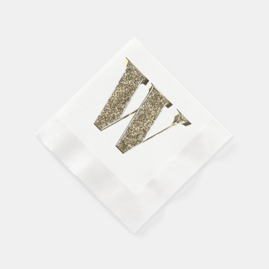 Mit Monogramm Letter Initial W Gold Glitzern Elega Serviette (Ecke)