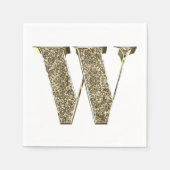 Mit Monogramm Letter Initial W Gold Glitzern Elega Serviette (Vorderseite)