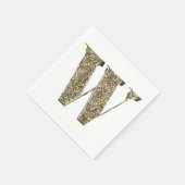 Mit Monogramm Letter Initial W Gold Glitzern Elega Serviette (Ecke)
