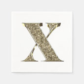 Mit Monogramm Letter Initial X Gold Glitzern Elega Serviette (Vorderseite)