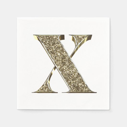 Mit Monogramm Letter Initial X Gold Glitzern Elega Serviette (Vorderseite)