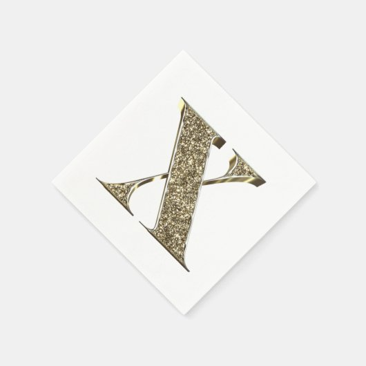Mit Monogramm Letter Initial X Gold Glitzern Elega Serviette (Ecke)