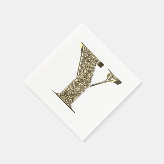 Mit Monogramm Letter Initial Y Gold Glitzern Elega Serviette (Ecke)