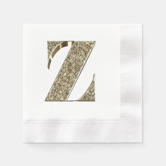 Mit Monogramm Letter Initial Z Gold Glitzern Elega Serviette (Vorderseite)