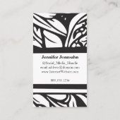 Mit Monogramm Letter J Simple Floral Black and Whi Visitenkarte (Rückseite)