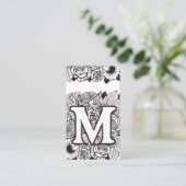 Mit Monogramm Letter M Simple Chic Floral Sunflowe Visitenkarte (Stehend Vorderseite)