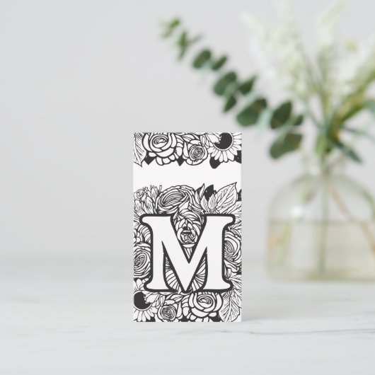 Mit Monogramm Letter M Simple Chic Floral Sunflowe Visitenkarte (Stehend Vorderseite)