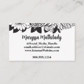 Mit Monogramm Letter M Simple Chic Floral Sunflowe Visitenkarte (Rückseite)