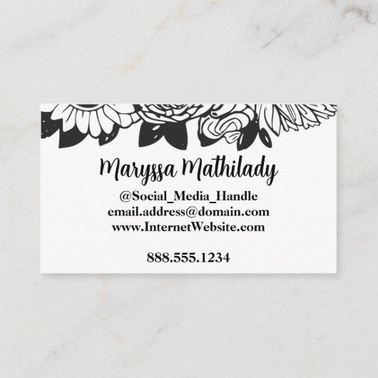 Mit Monogramm Letter M Simple Chic Floral Sunflowe Visitenkarte (Rückseite)