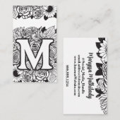 Mit Monogramm Letter M Simple Chic Floral Sunflowe Visitenkarte (Vorne/Hinten)