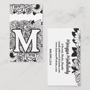 Mit Monogramm Letter M Simple Chic Floral Sunflowe Visitenkarte