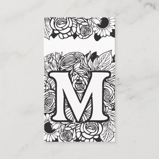 Mit Monogramm Letter M Simple Chic Floral Sunflowe Visitenkarte (Vorderseite)