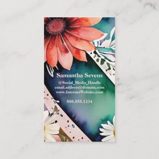 Mit Monogramm Letter S Simple Choral Floral Waterc Visitenkarte (Rückseite)