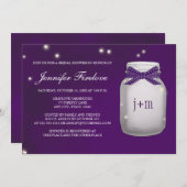 Mit Monogramm Leuchtkäfer-Maurer-Glas-Brautparty Einladung (Vorne/Hinten)