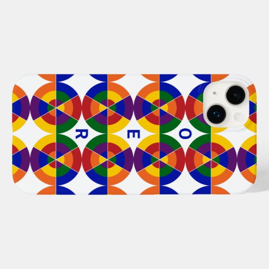 Mit Monogramm LGBT Pride Geometric Rainbow-Muster Case-Mate iPhone Hülle (Rückseite (Horizontal))