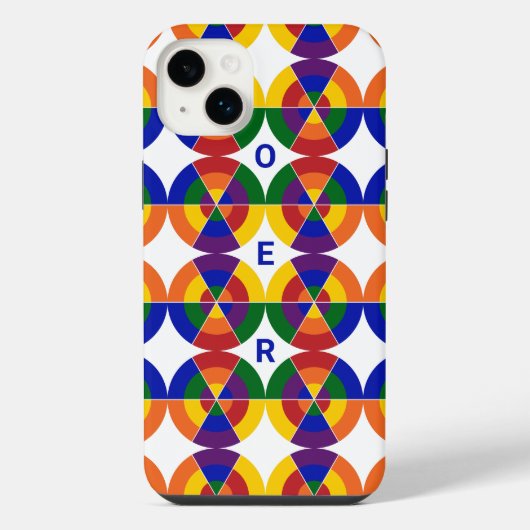Mit Monogramm LGBT Pride Geometric Rainbow-Muster iPhone Hülle (Rückseite)