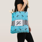 Mit Monogramm Libellen-schwarze und blaue Tasche (Von Nahem)