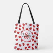 mit Monogramm Liebe Rotes Herz auf Weiß Tasche (Rückseite)
