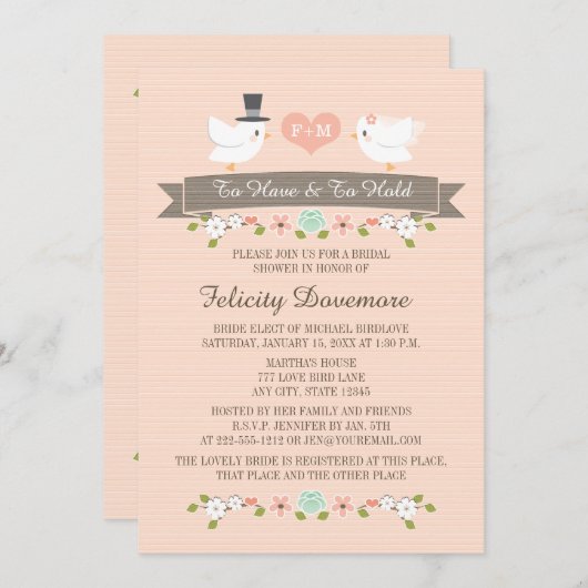 Mit Monogramm Liebesgeburten Bridal-Dusche Einladu Einladung (Vorne/Hinten)