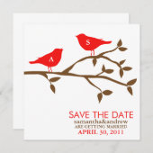 Mit Monogramm Liebesvögel Hochzeit speichern das D Einladung (Vorne/Hinten)