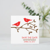 Mit Monogramm Liebesvögel Hochzeit speichern das D Einladung (Stehend Vorderseite)