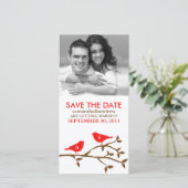 Mit Monogramm Liebesvögel Save the Date (Stehend Vorderseite)