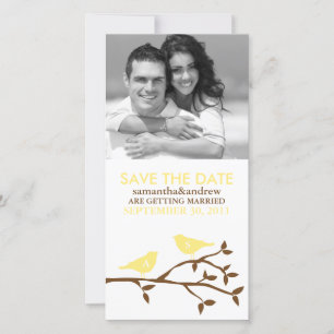 Mit Monogramm Liebesvögel Save the Date Fotokarten