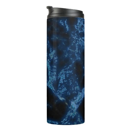 Mit Monogramm Light Blue Glitzer Thermosbecher (Nach rechts gedreht)