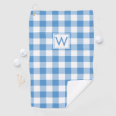 Mit Monogramm Light Blue White Gingham Kariertes M Golfhandtuch (Insitu)