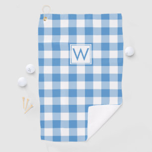 mit Monogramm Light Blue White Gingham Kariertes M Golfhandtuch