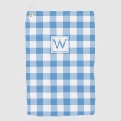 Mit Monogramm Light Blue White Gingham Kariertes M Golfhandtuch (Vorderseite)