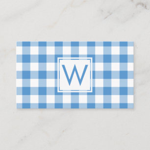 Mit Monogramm Light Blue White Gingham Kariertes M Visitenkarte
