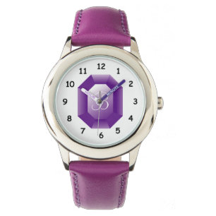 Mit Monogramm lila Amethyst-Edelsteinuhr Armbanduhr